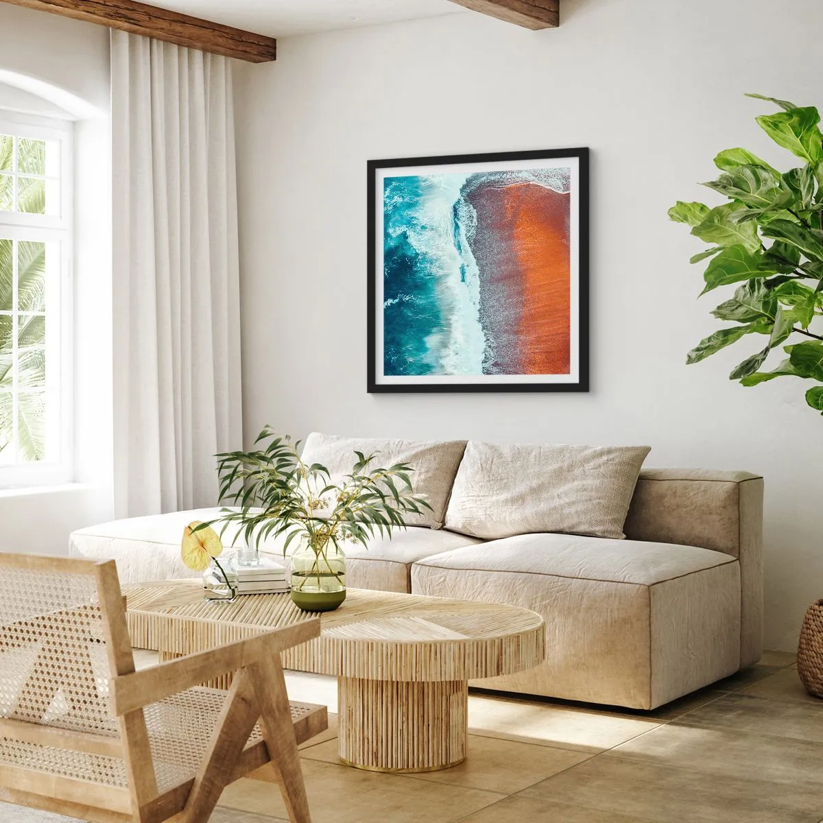Plagát v čiernom ráme - Dotyk oceánu - 60x60 cm