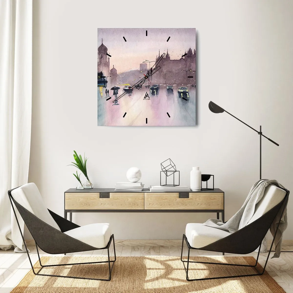 Nástenné hodiny - V daždivom opare - 40x40 cm