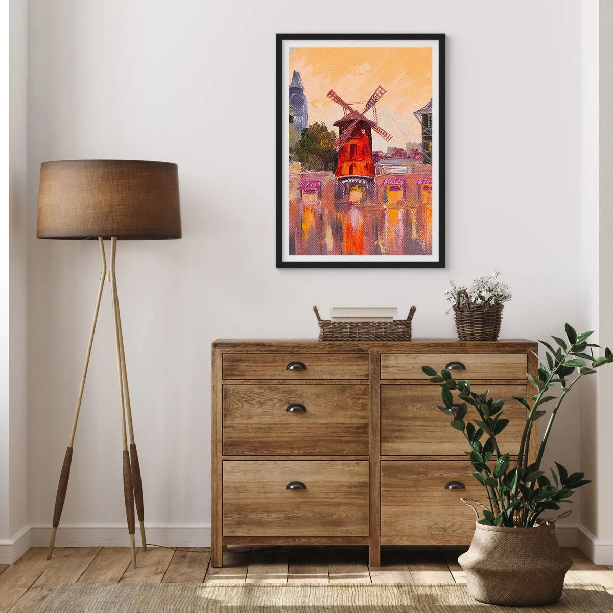 Plagát v čiernom ráme - Parížske ikony – Moulin Rouge - 40x50 cm