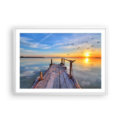 Plagát v bielom ráme - Ísť pred seba smerom k slnku - 70x50 cm