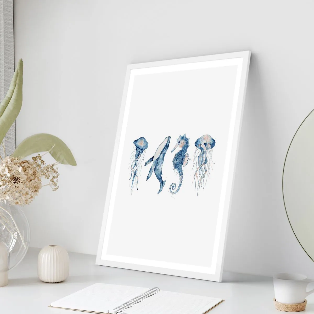 Plagát v bielom ráme - Morská divočina - 50x70 cm