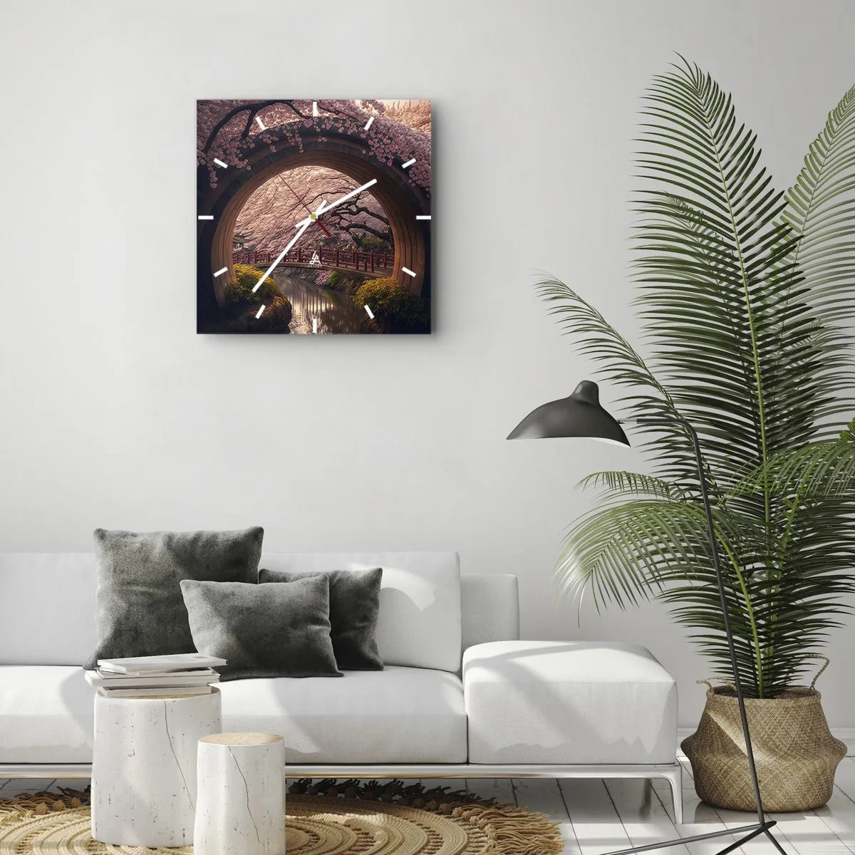 Nástenné hodiny - Japonská jar - 40x40 cm