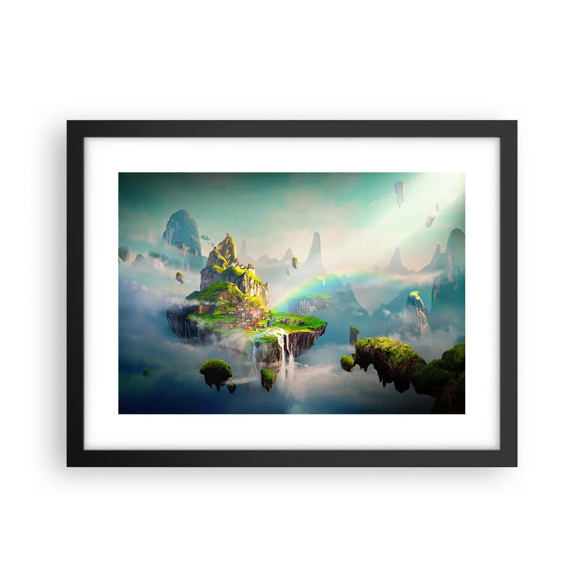 Plagát v čiernom ráme - Uprostred neba - šťastné ostrovy - 40x30 cm