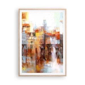 Plagát v ráme zo svetlého duba - Pod mostom je tiež krásne - 70x100 cm