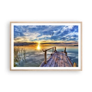 Plagát v ráme zo svetlého duba - Vietor ide odpočívať - 91x61 cm