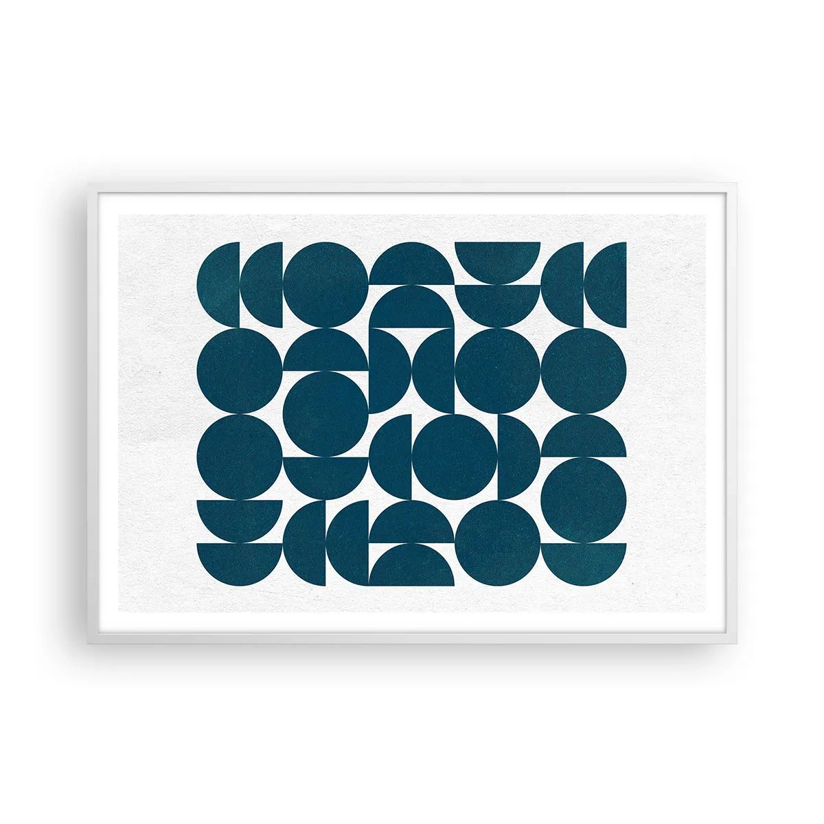 Plagát v bielom ráme - Kruhy a polkruhy - 100x70 cm