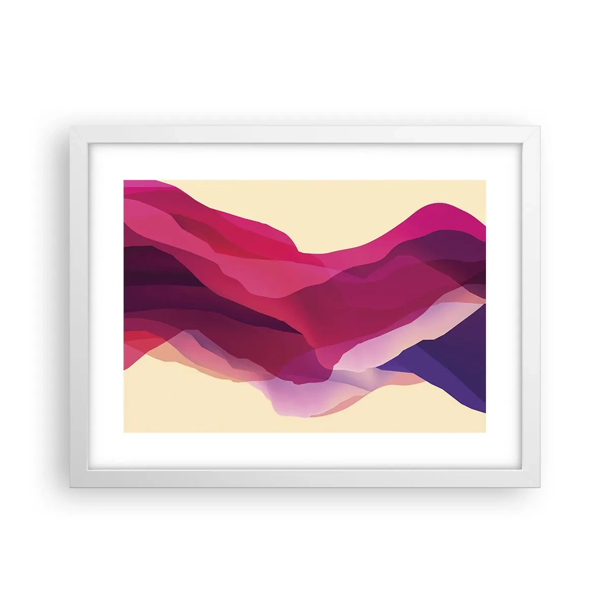 Plagát v bielom ráme - Fialové vlny - 40x30 cm