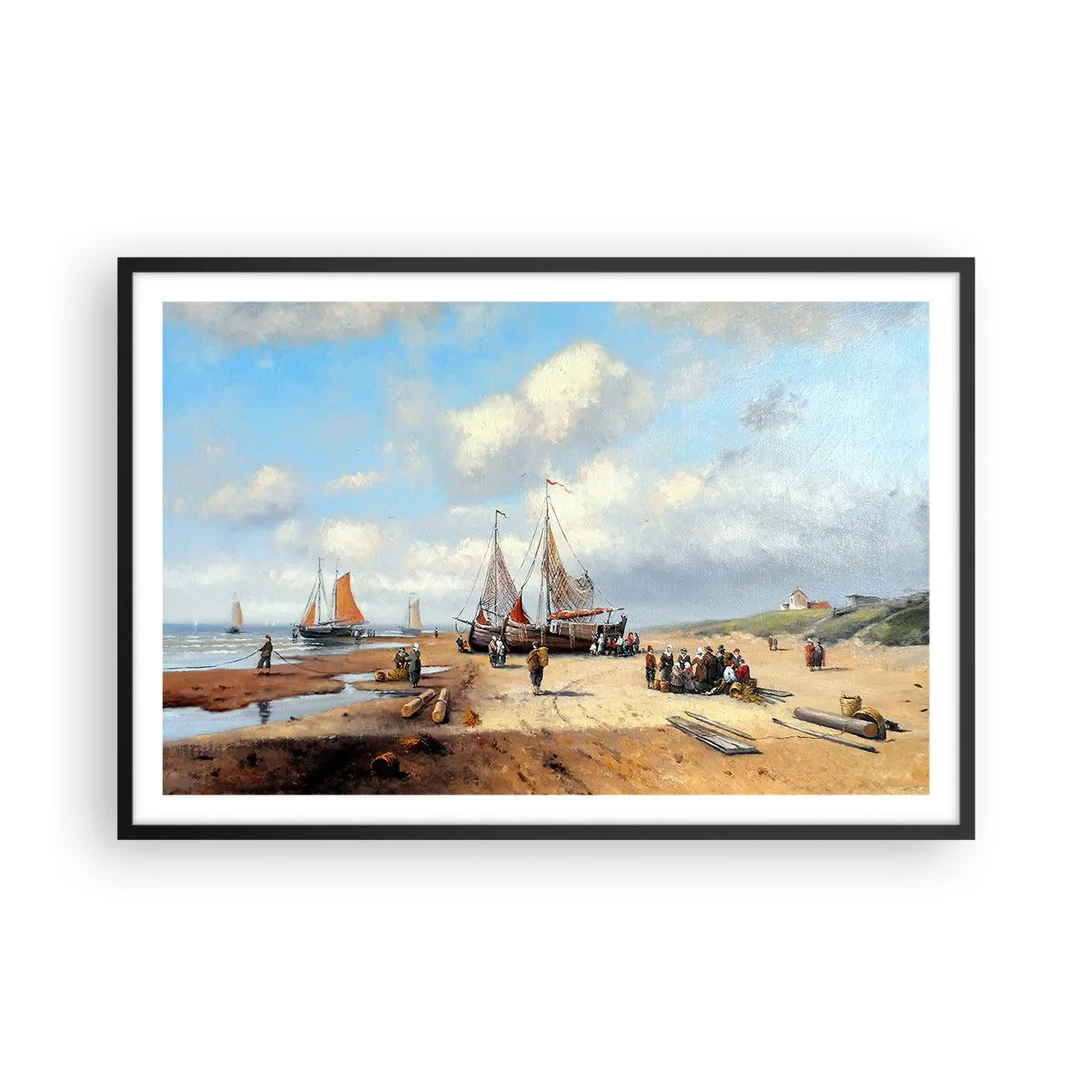 Plagát v čiernom ráme - Po úspešnom rybolove - 91x61 cm