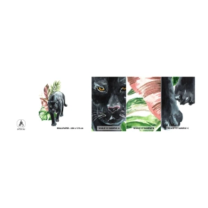 Vzorka samolepiacej fototapety Deluxe Sticker - Divokosť v srdci - Čierny panter, Zvieratá, Príroda - 100x30 cm