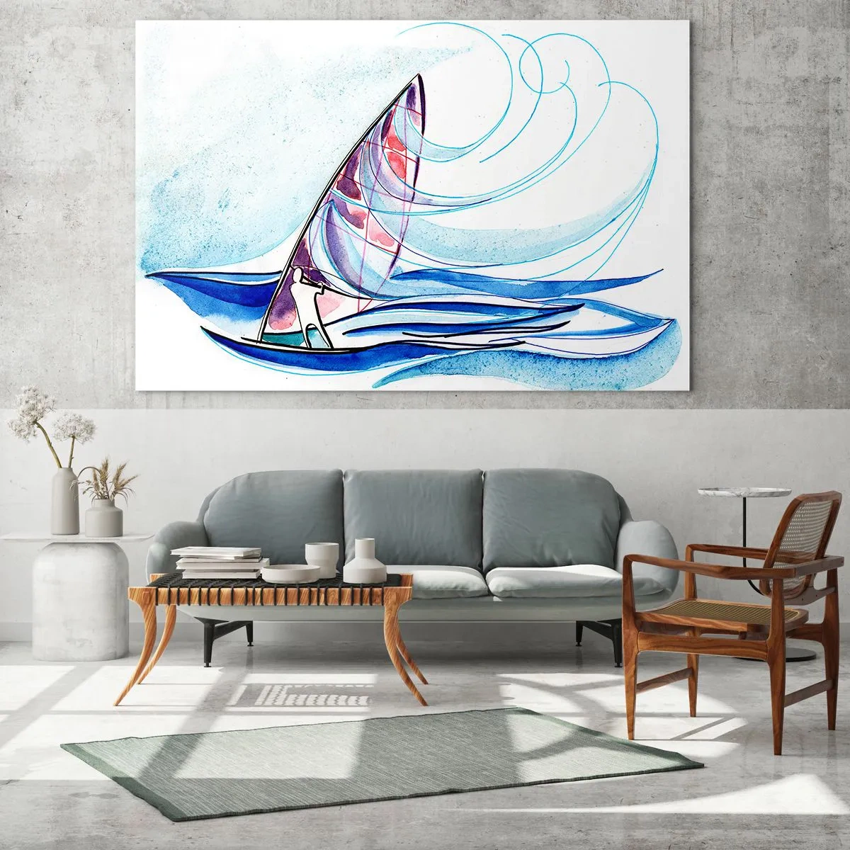 Obraz na skle - S vetrom v rytme vĺn - 120x80 cm