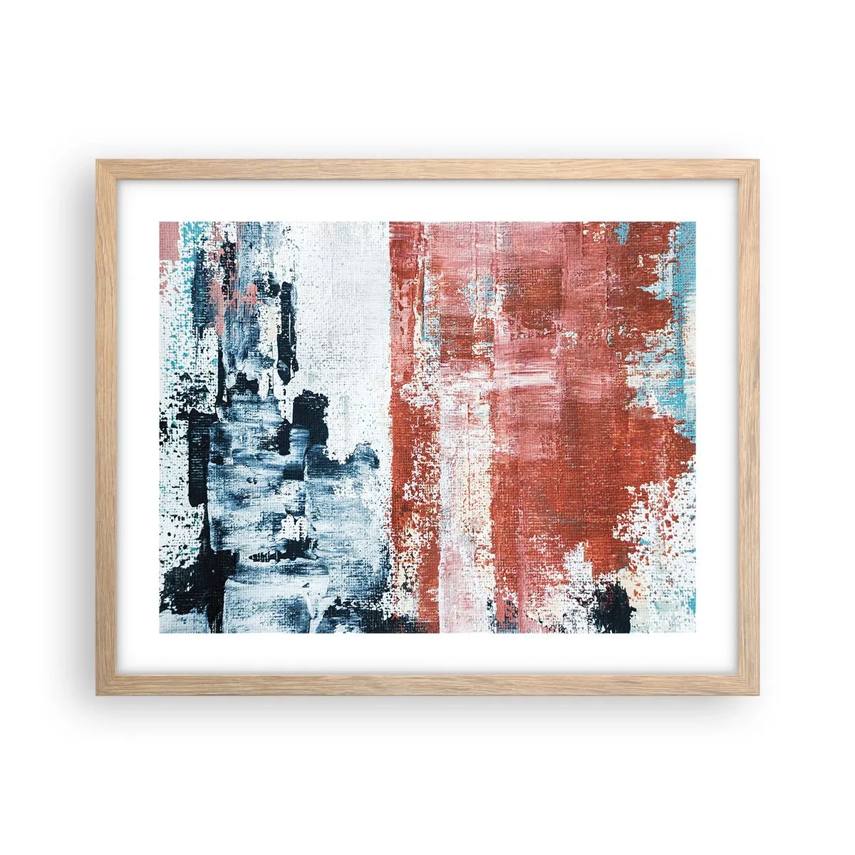 Plagát v ráme zo svetlého duba - Abstraktné pol na pol - 50x40 cm