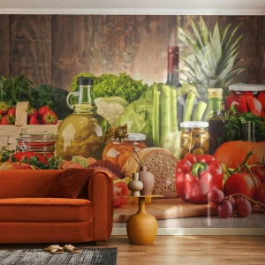 Samolepiaca Fototapeta Deluxe Sticker - Údené, pečené, marinované - Gastronómia, Zelenina, Ovocie - 250x175 cm