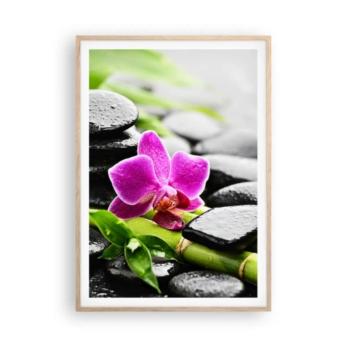 Plagát v ráme zo svetlého duba - V pokojnej rovnováhe - 70x100 cm