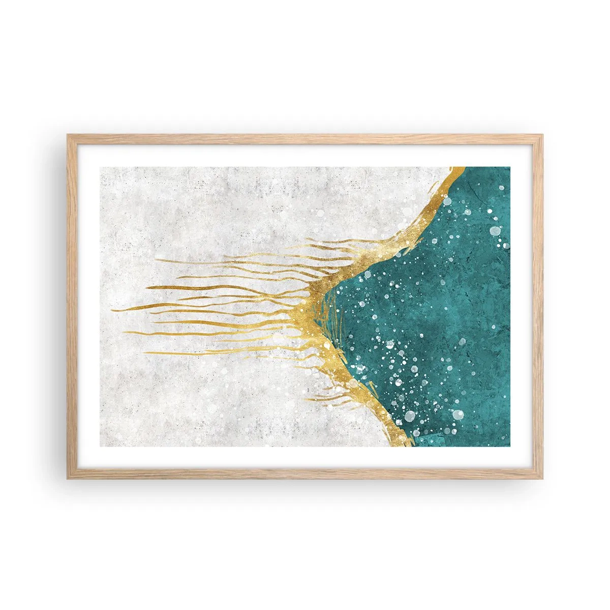 Plagát v ráme zo svetlého duba - Zlatý príliv - 70x50 cm