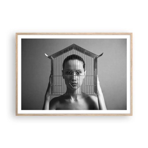 Plagát v ráme zo svetlého duba - Tak trochu surrealistický portrét - 100x70 cm