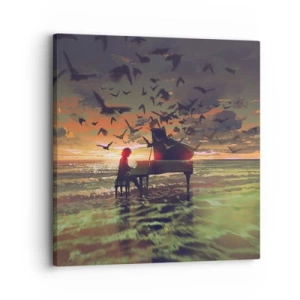 Obraz na plátne - Koncert na piano a vlny - 30x30 cm