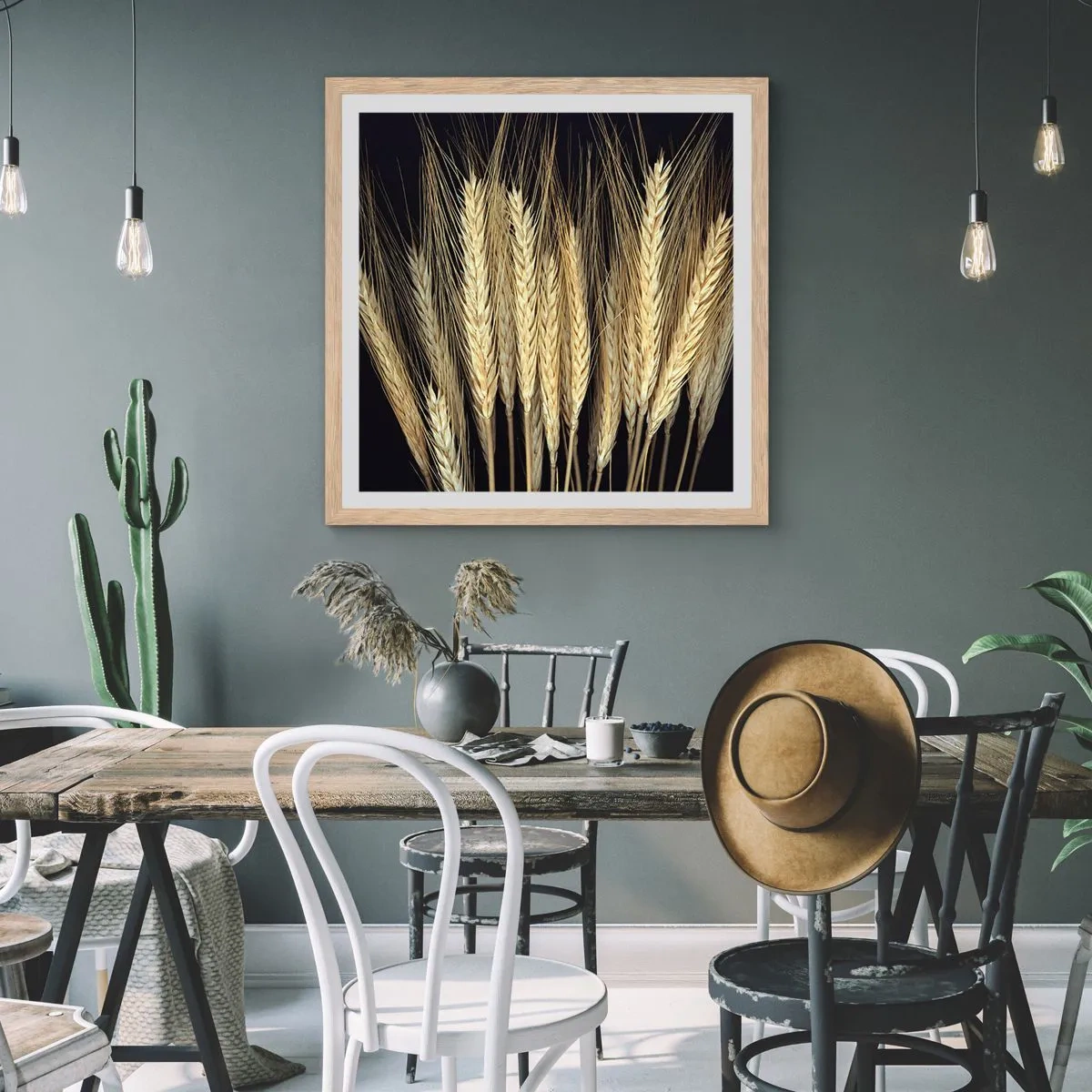 Plagát v ráme zo svetlého duba - Rustikálna mágia - 50x50 cm