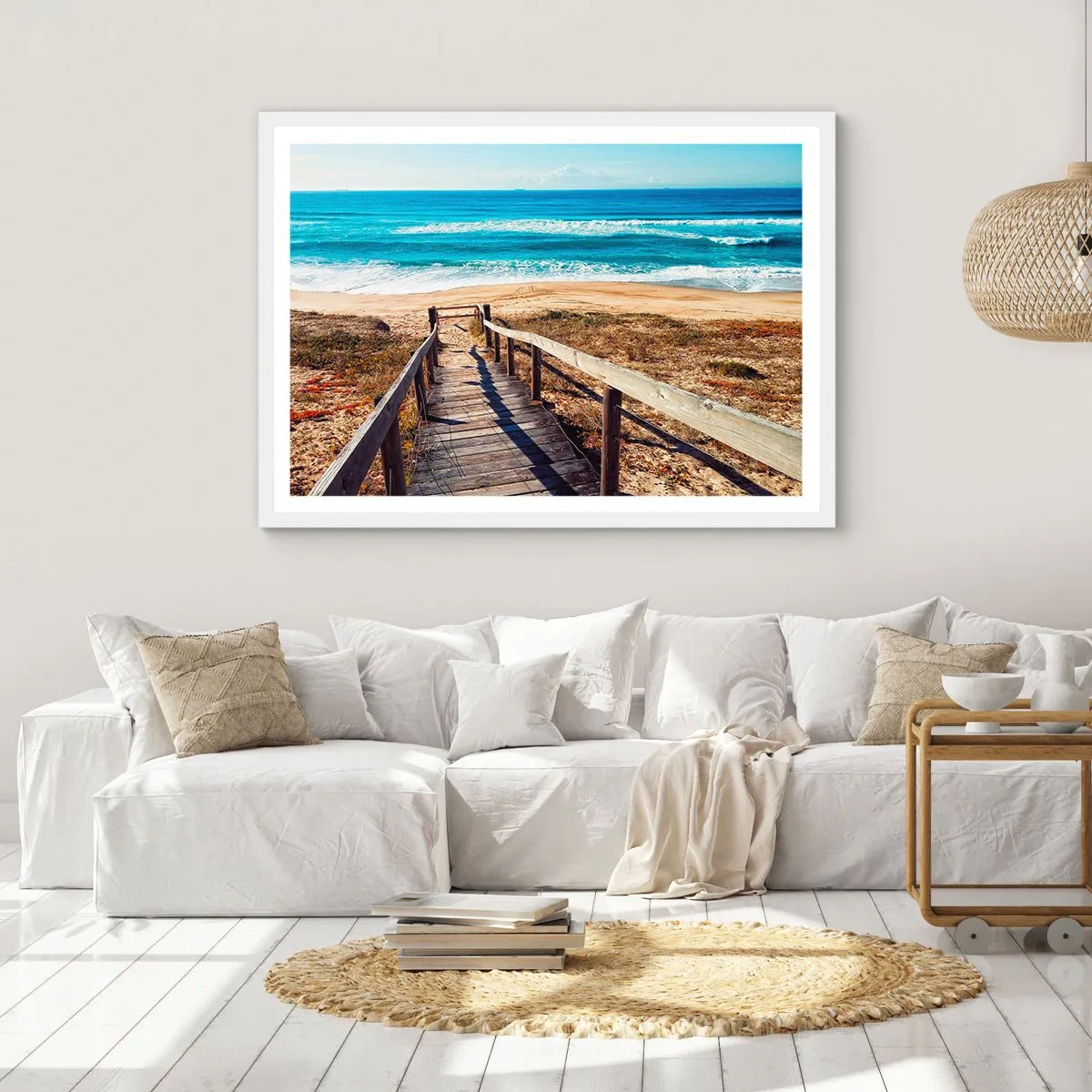 Plagát v bielom ráme - Bež! - 100x70 cm