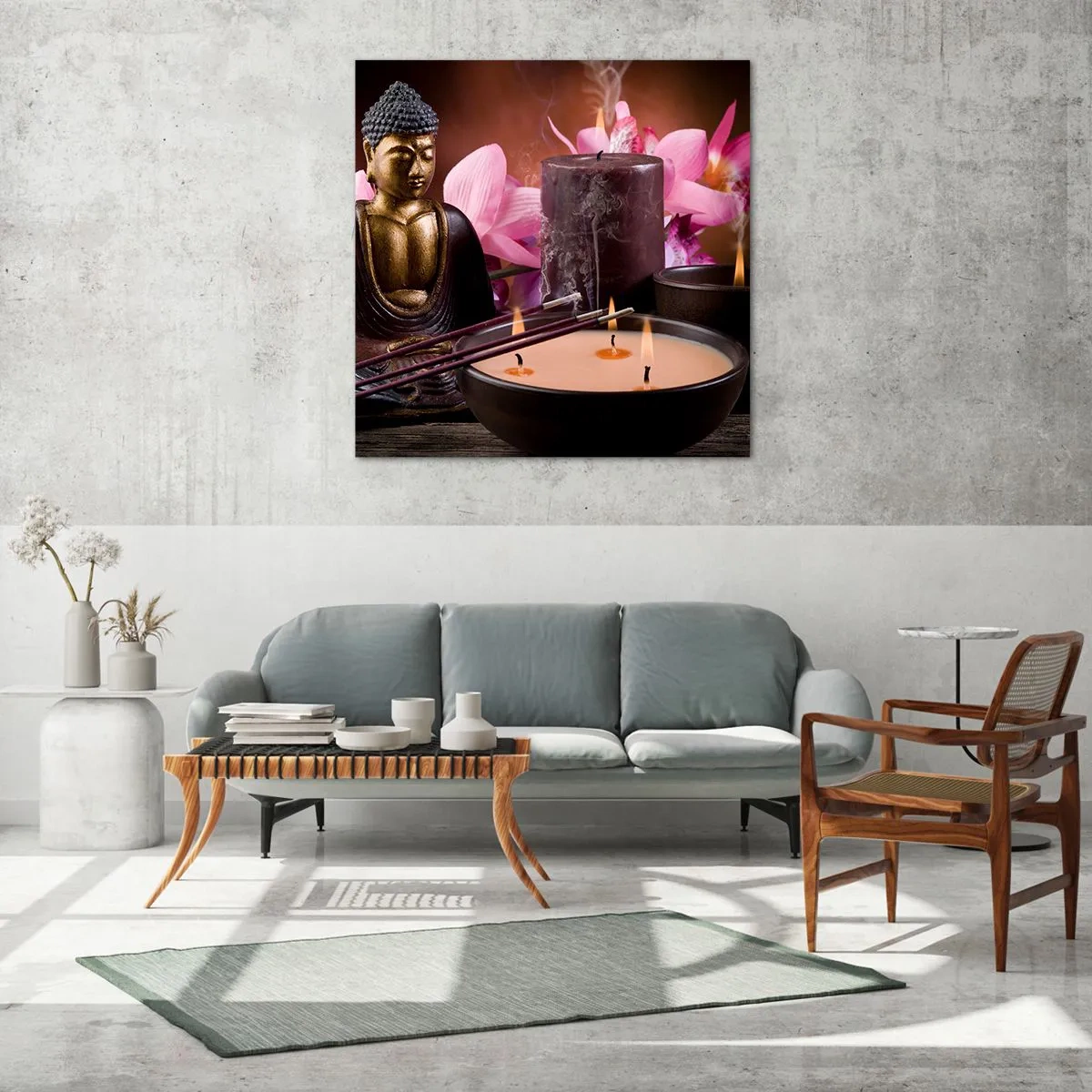 Obraz na skle - Očistiť myseľ, upokojiť telo - 30x30 cm