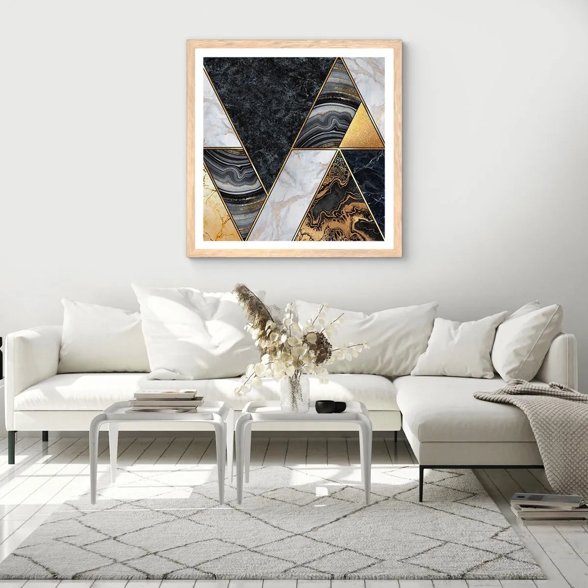 Plagát v ráme zo svetlého duba - Kameň vedľa kameňa - 40x40 cm