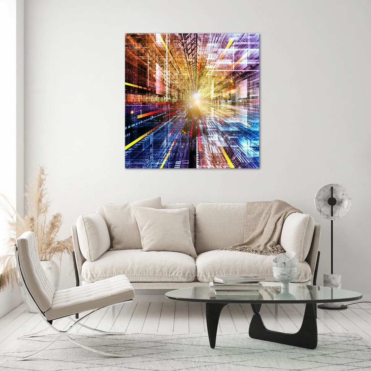 Obraz na skle - Osvetlená chodba - 40x40 cm