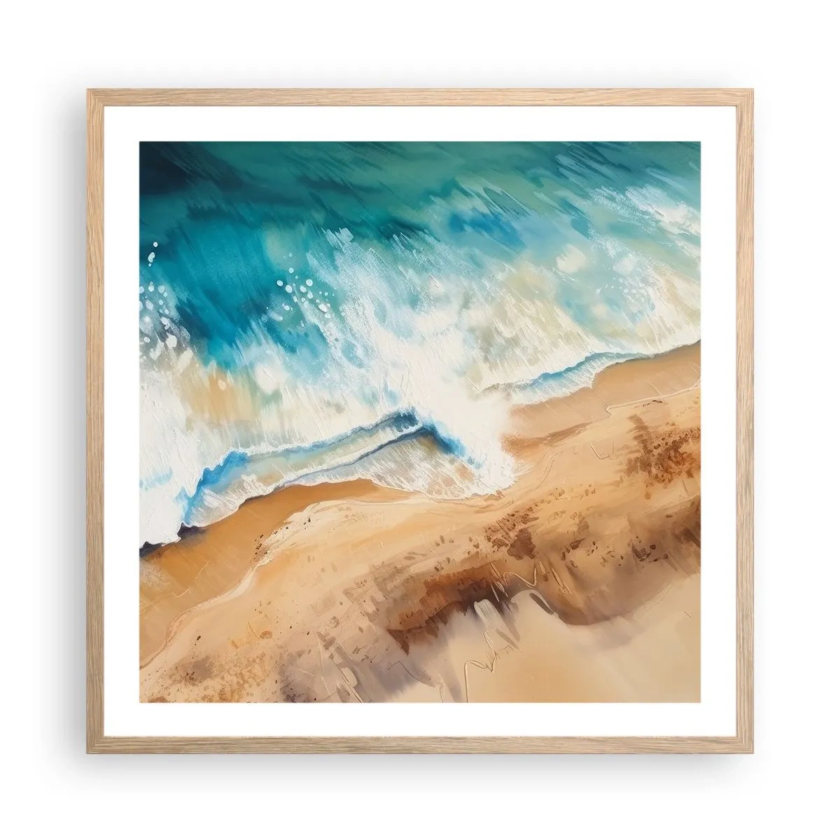 Plagát v ráme zo svetlého duba - Vlna, ktorá sa vracia - 60x60 cm
