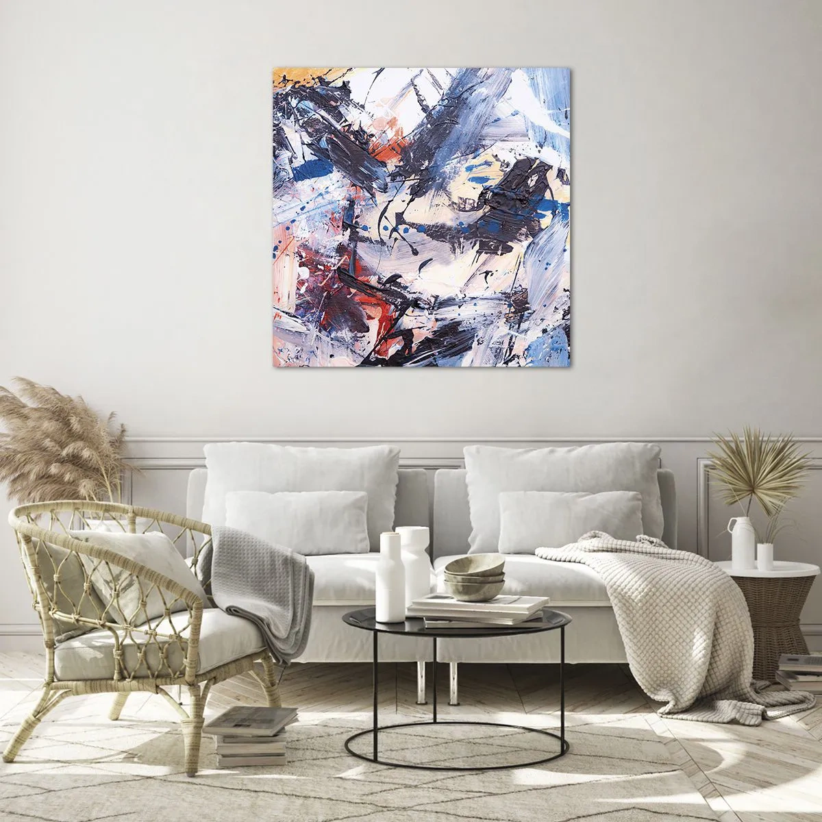 Obraz na skle - Bláznivý tanec abstrakcie - 70x70 cm