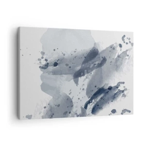 Obraz na plátne - Abstraktné škvrny v odtieňoch modrej na svetlom pozadí - 70x50cm - Štúdia o povahe vody - Moderná nástenná dekorácia do obývacej izby a spálne ARTTOR
