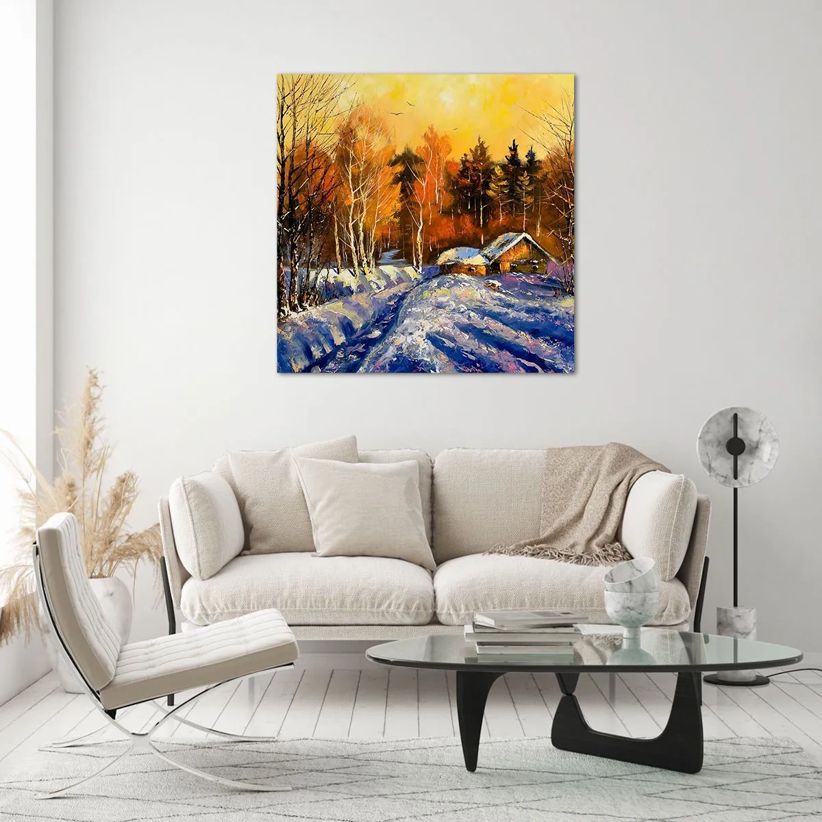 Obraz na skle - Zimná impresia v slnku - 50x50 cm