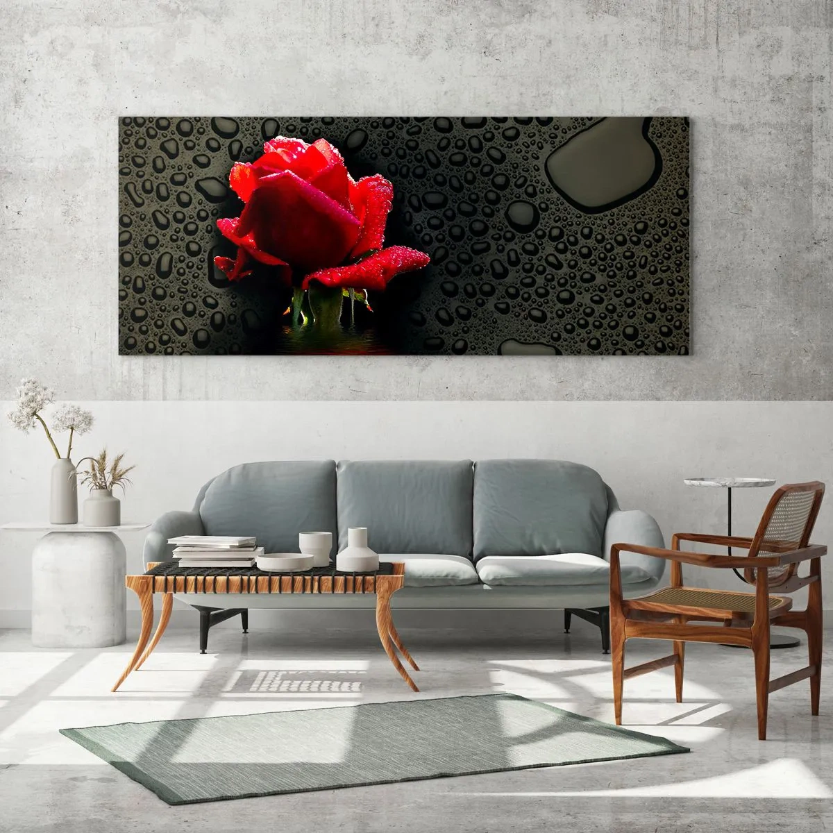Obraz na skle - Červené a čierne - 90x30 cm