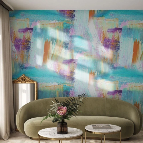 Fototapeta Standard Eco - Abstraktná kompozícia štetcom v živých farbách - 100x70cm - Veselé striedavé cákance - Moderná nástenná dekorácia do obývacej izby a spálne ARTTOR