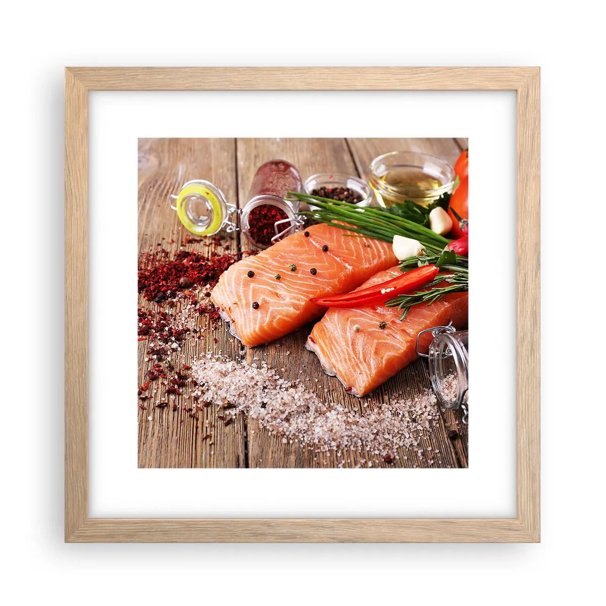 Plagát v ráme zo svetlého duba - Nórske dobrodružstvo v kuchyni - 30x30 cm