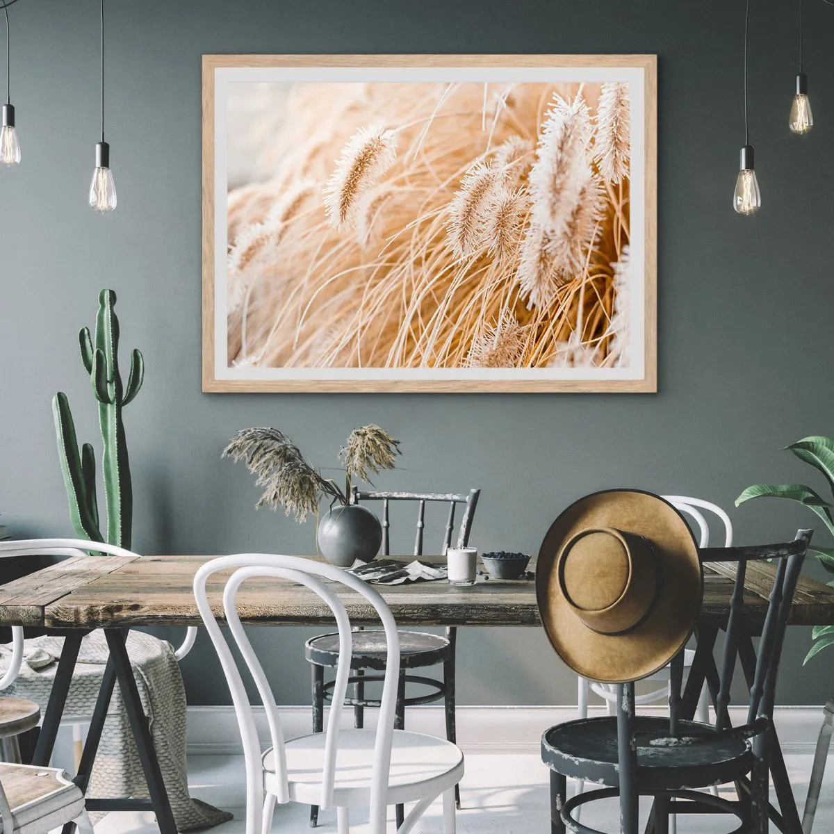 Plagát v ráme zo svetlého duba - Zlaté šušťanie tráv - 91x61 cm