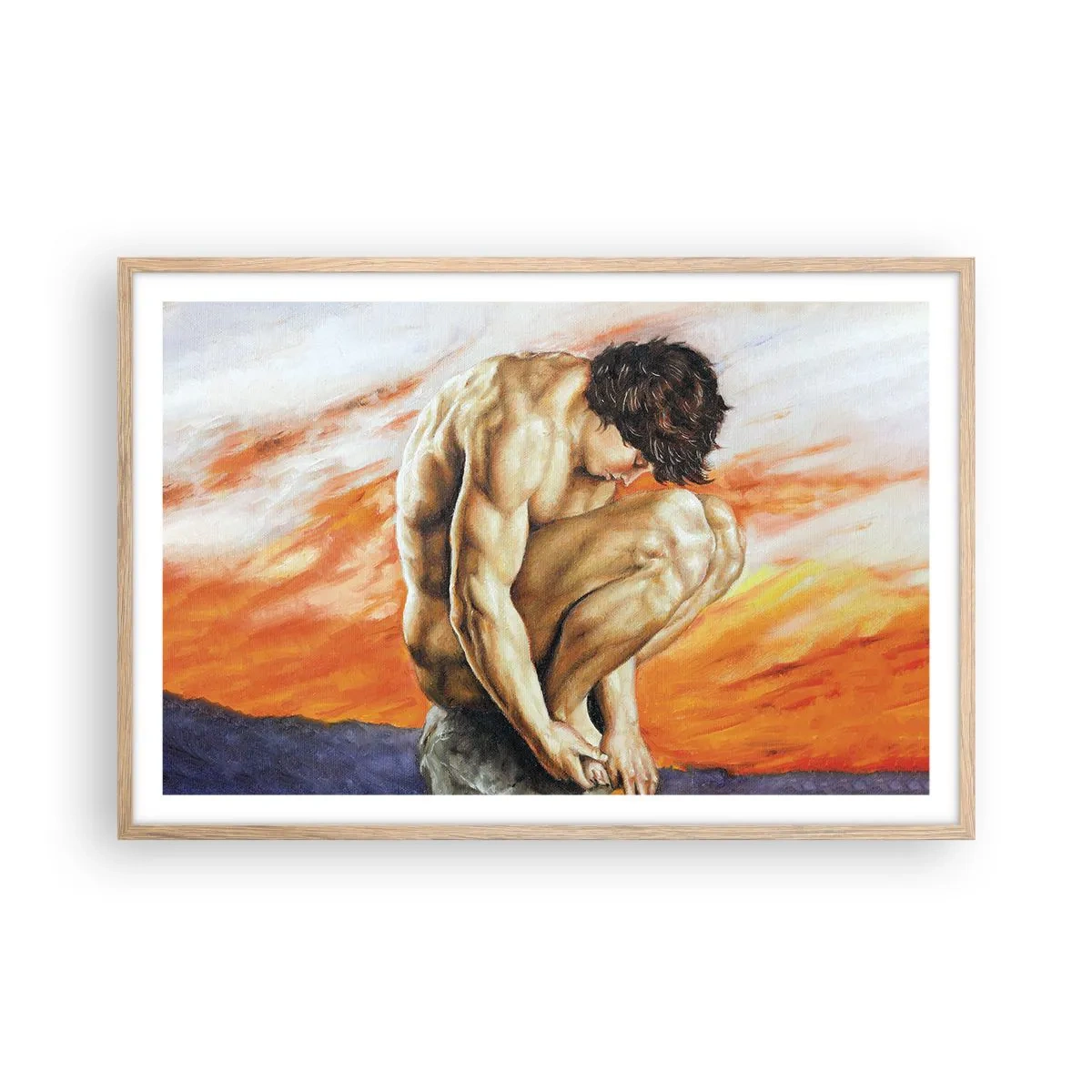 Plagát v ráme zo svetlého duba - Ponorený do seba - 91x61 cm