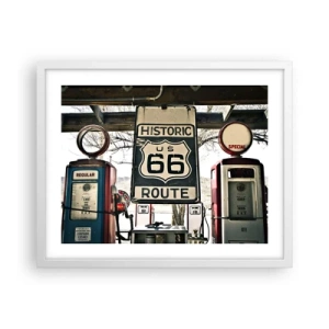 Plagát v bielom ráme - Americká retro cesta - 50x40 cm