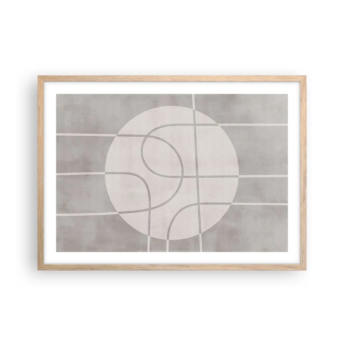 Plagát v ráme zo svetlého duba - Kruhovo a priamo - 70x50 cm