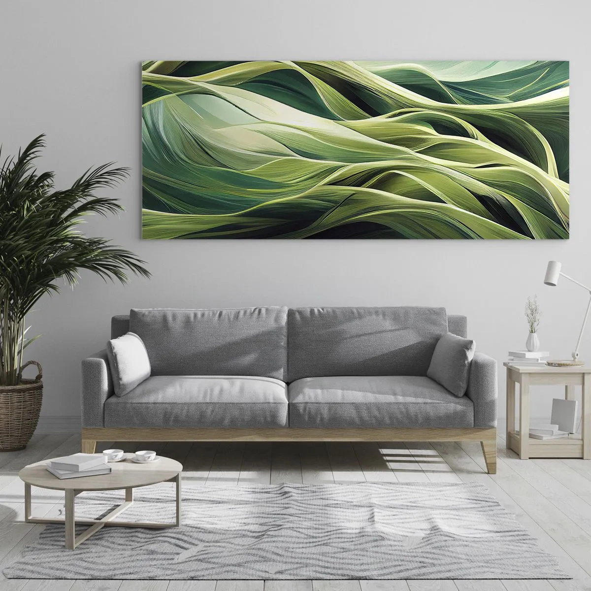 Obraz na skle - Abstraktná hra na zelenú - 100x40 cm