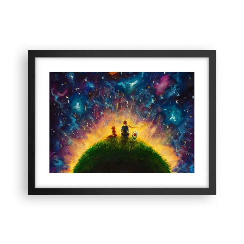 Plagát v čiernom ráme - Láska a priateľstvo - celý svet - 40x30 cm