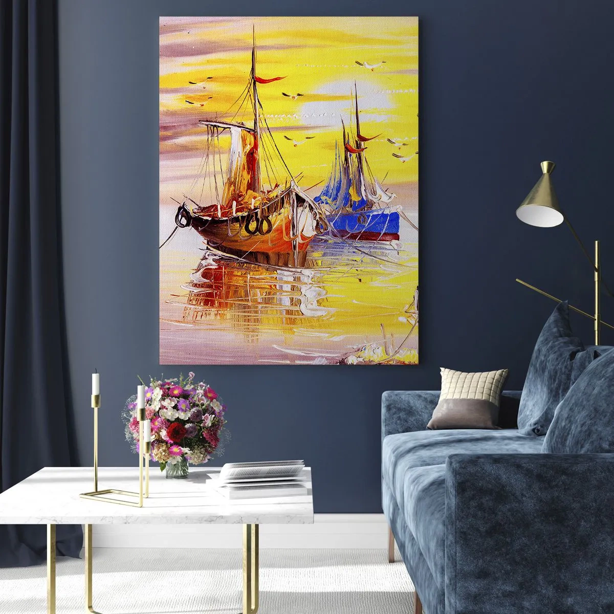 Obraz na skle - Zaslúžený odpočinok v prístave - 50x70 cm