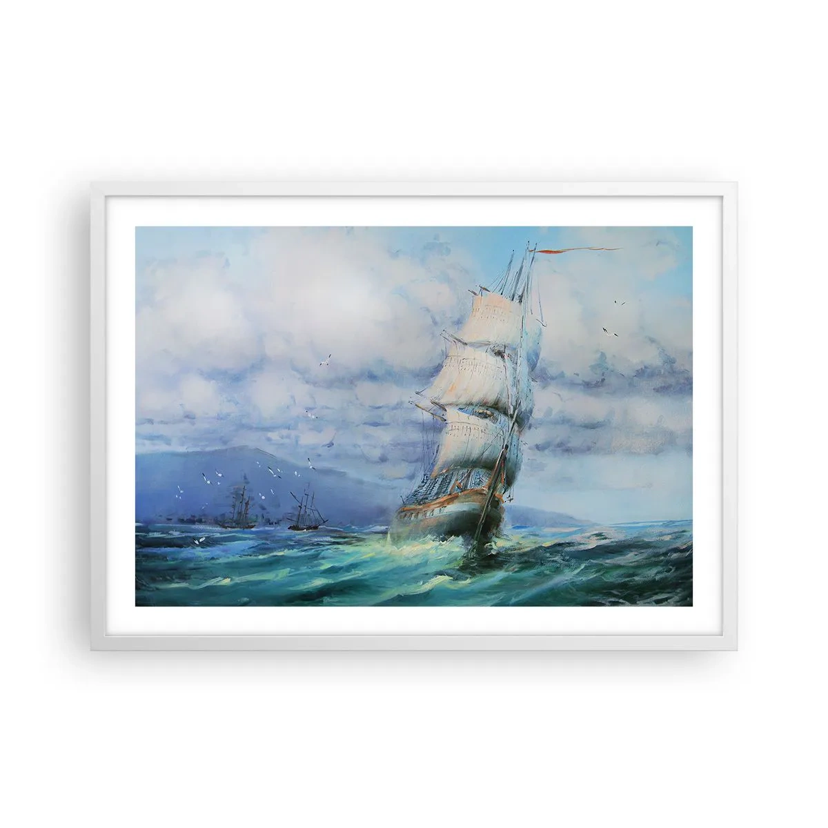 Plagát v bielom ráme - Šťastnú cestu - 70x50 cm