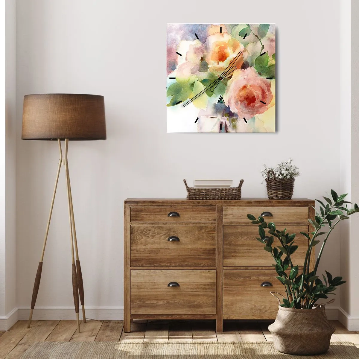 Nástenné hodiny - Jemné ako akvarel - 40x40 cm