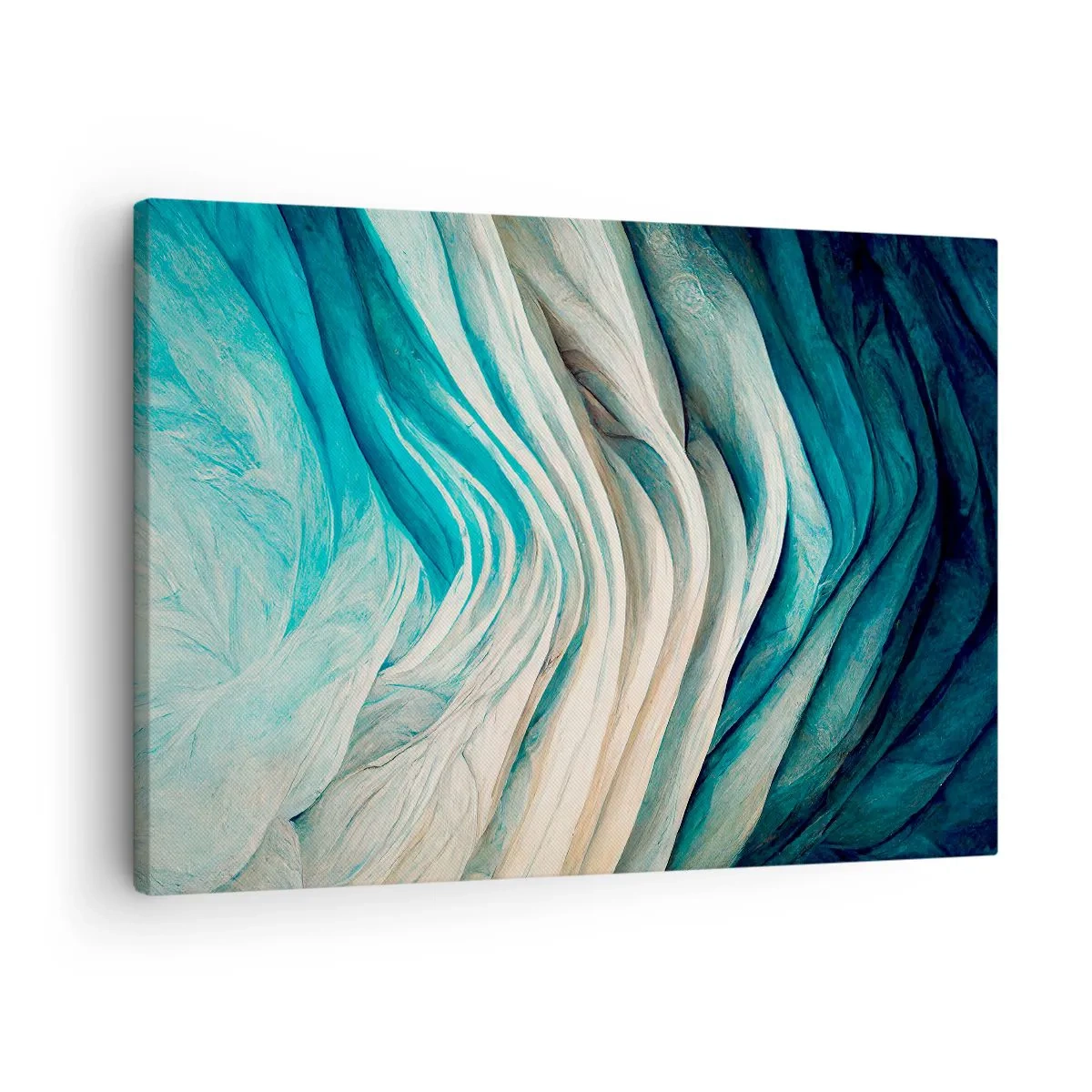 Obraz na plátne - Dynamické vlny v odtieňoch modrej a bielej - 70x50cm - Modrá neukojiteľnosť - Moderná nástenná dekorácia do obývacej izby a spálne ARTTOR