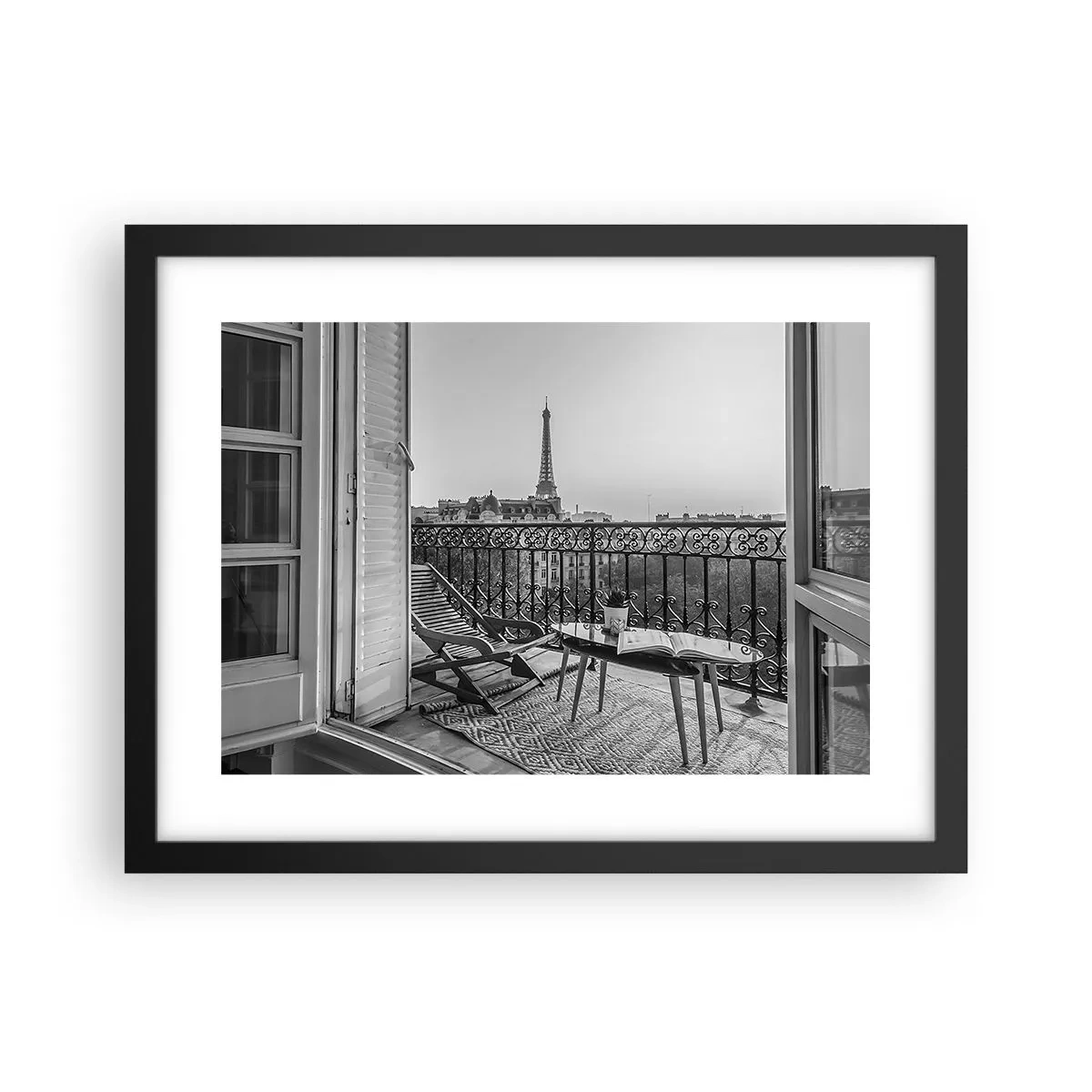 Plagát v čiernom ráme - Parížske popoludnie - 40x30 cm