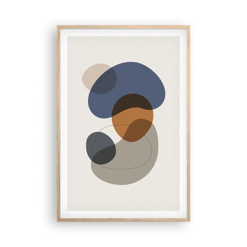 Plagát v ráme zo svetlého duba - Kvapky farieb - 61x91 cm