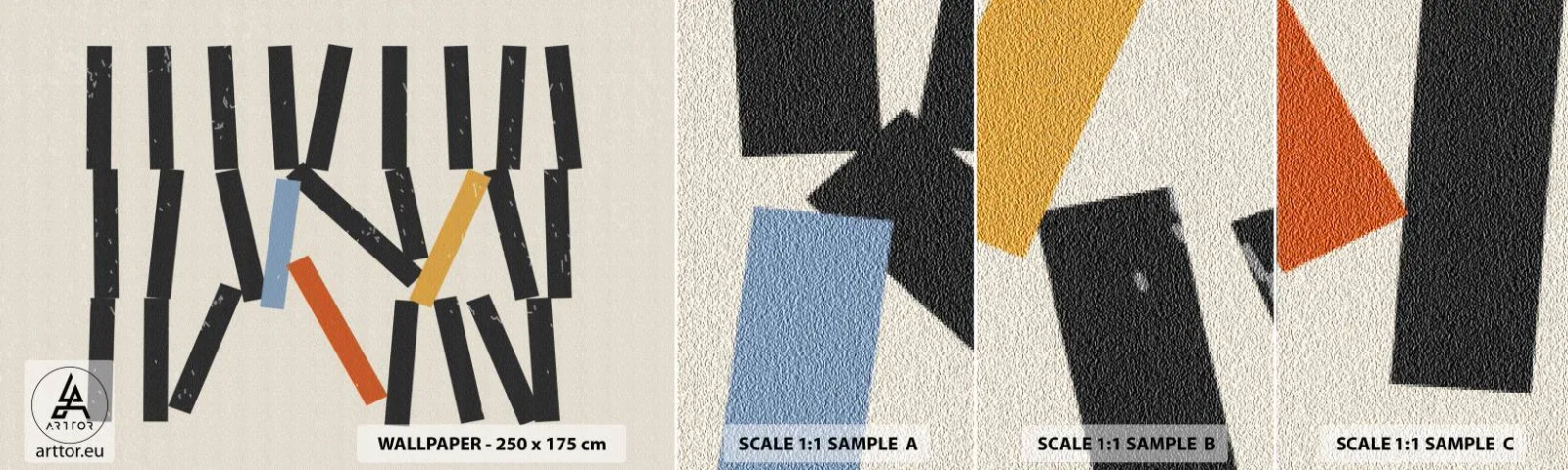 Vzorka samolepiacej fototapety Deluxe Sticker - Domino – kompozícia - Minimalizmus, Hipster, Súčasné - 100x30 cm