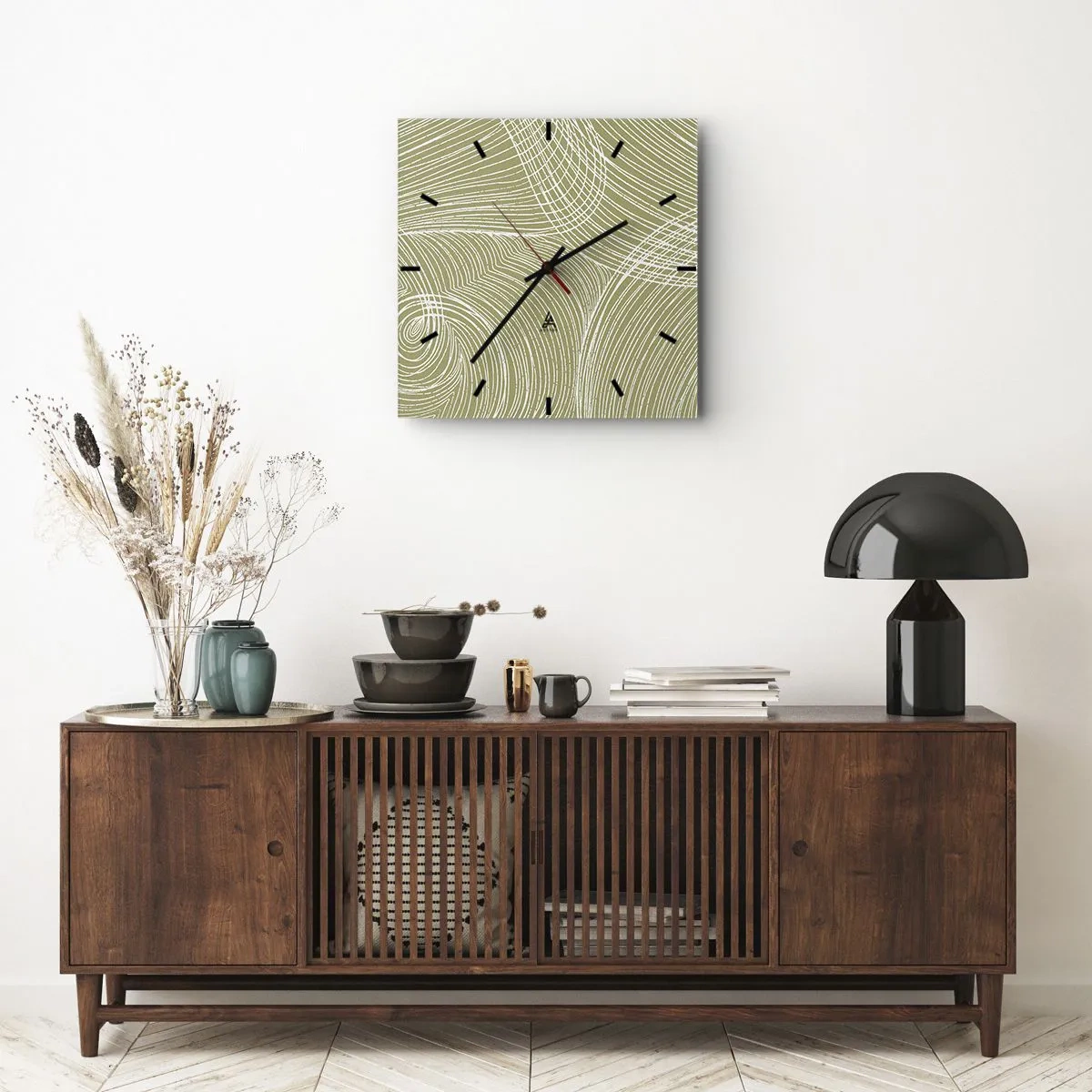 Nástenné hodiny - Majstrovská abstrakcia v bielej - 40x40 cm