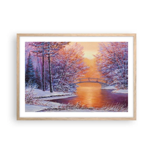 Plagát v ráme zo svetlého duba - Stretneme sa tu - 70x50 cm