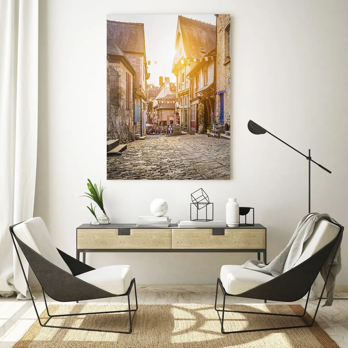 Obraz na skle - Biely duch mestečka - 50x70 cm