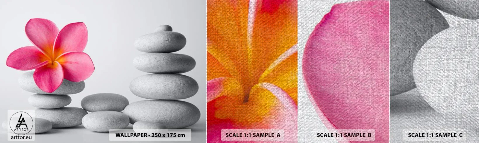 Vzorka fototapety Premium Canvas - Kameň na kameni, a na tom kameni… - Kvetina, Kamene, Kúpele - 100x30 cm