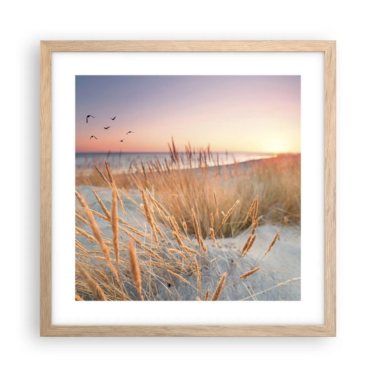 Plagát v ráme zo svetlého duba - Baltská uspávanka - 40x40 cm